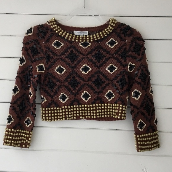 Opening Ceremony Sweaters - Amazing lLong Sleeve Beaded Cropped Sweater